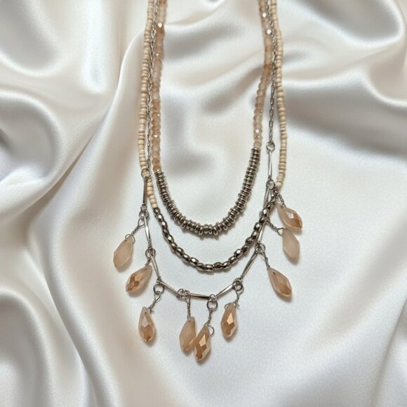 Ashley Stewart Necklace and Earring Set NWT Peach and Silver Fashion Jewelry - Picture 8 of 11